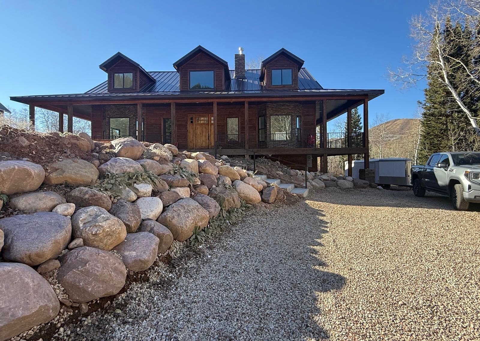 Completed mountain cabin