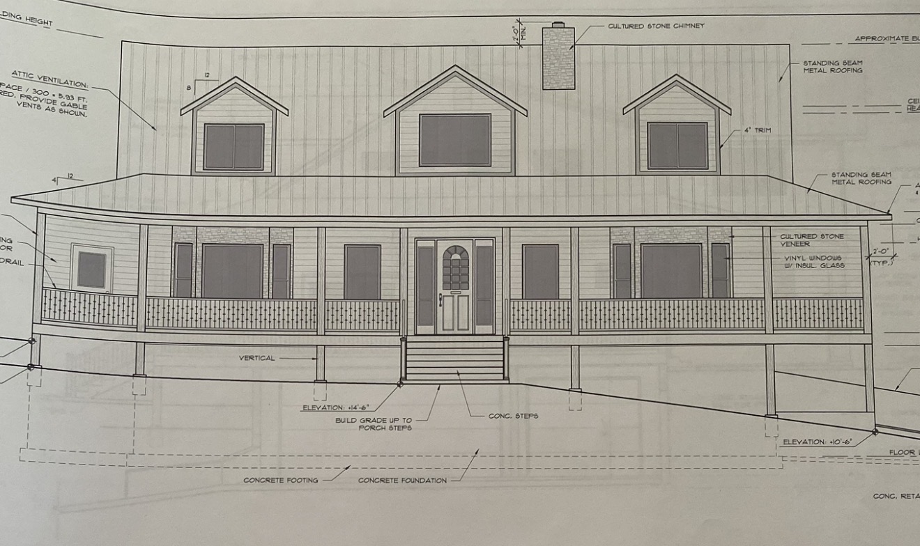 Architectural elevation for the cabin