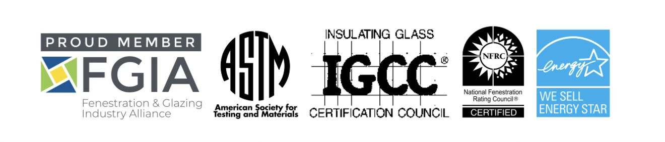 Marcas de FGIA, ASTM, IGCC, NFRC y ENERGY STAR asociadas con la fabricación y el desempeño de la ventanería