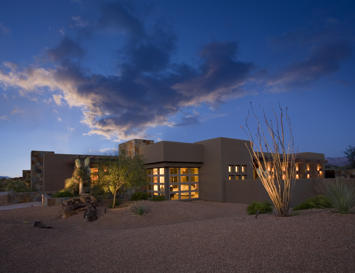 Contemporary residence at twilight