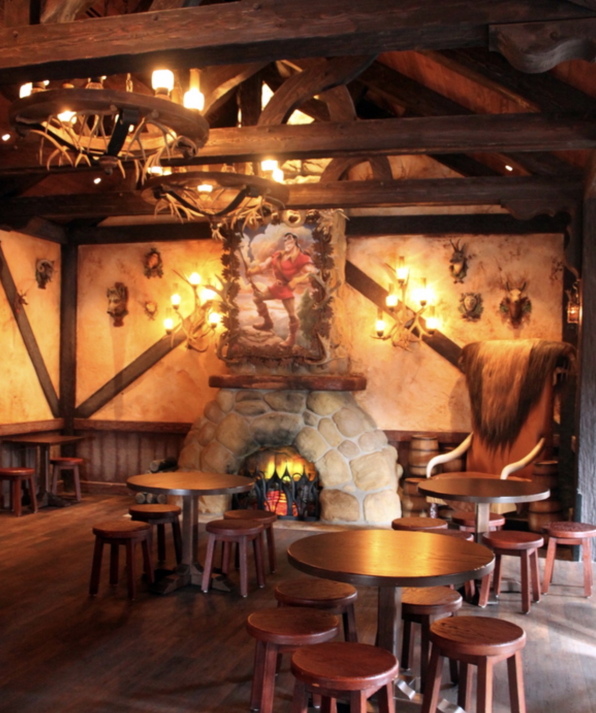 Timber trusses at Gaston's Tavern in Walt Disney World