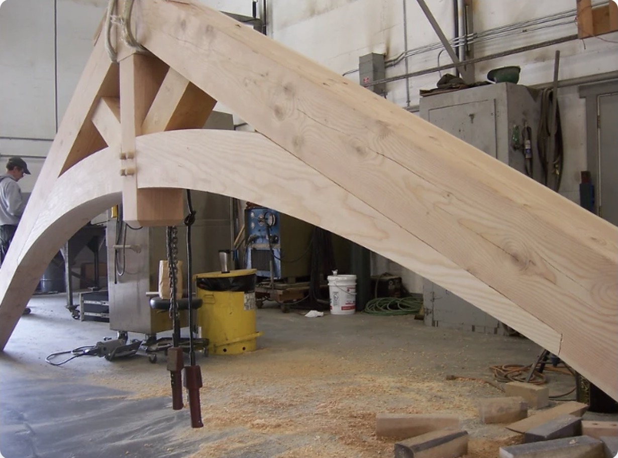 Custom curved timber truss